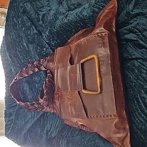 Large rare brown leather bag  GUC  unique